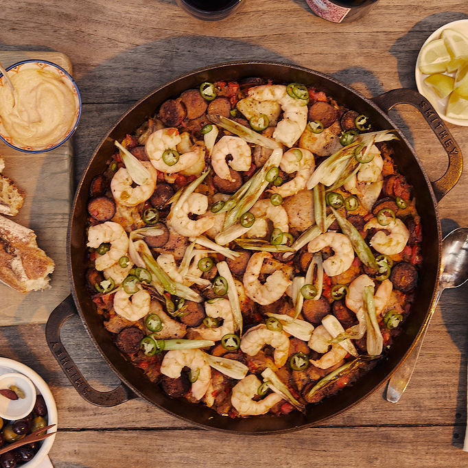 Chicken, Shrimp, and Chorizo Paella