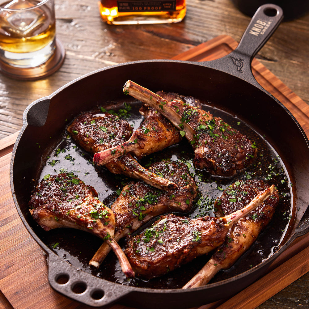 Cast Iron Lamb Chops with Knob Creek Black BBQ Sauce