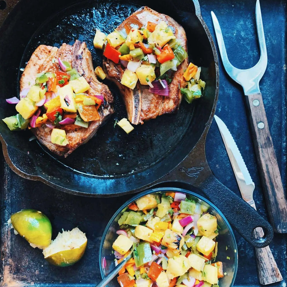 Cast Iron Pork Chops with Charred Salsa